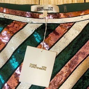 DVF Diane Von Furstenburg Sequin Stripe Skirt